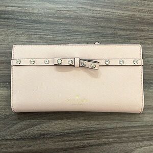 Small Pink Kate Spade Wallet with Bedazzled Bow